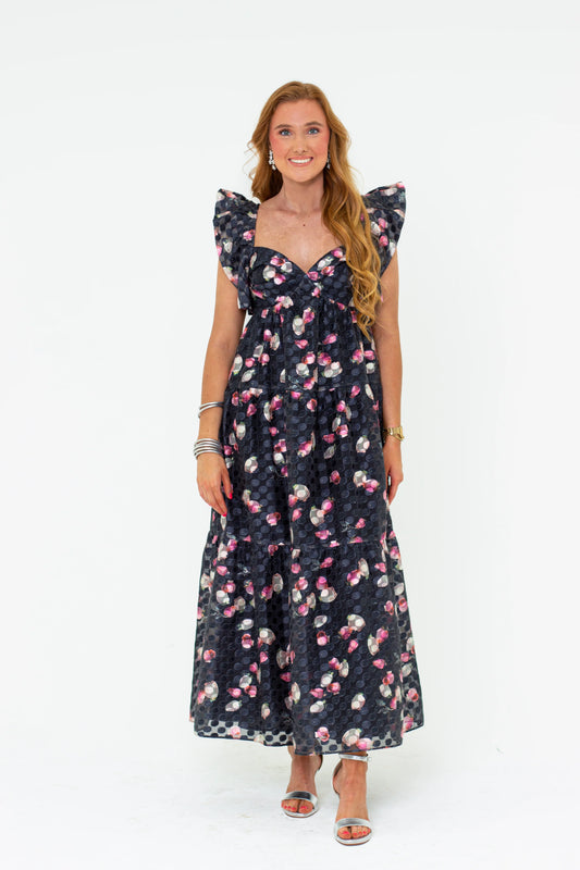 LILLY SWEETHEART NECKLINE MAXI DRESS - TWILIGHT