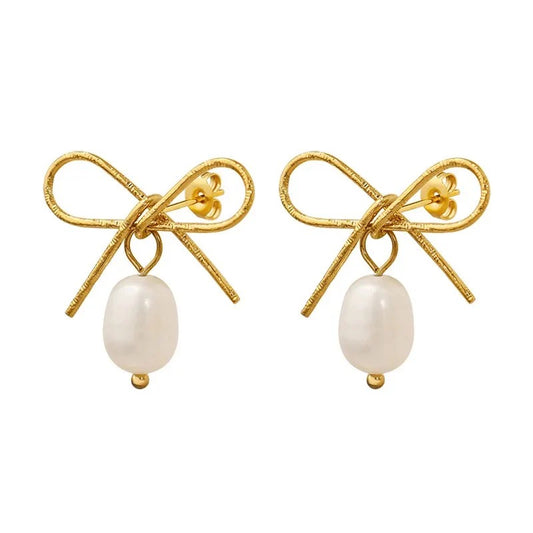 Sweet Bow Collection Pearl Drop Bow Earring