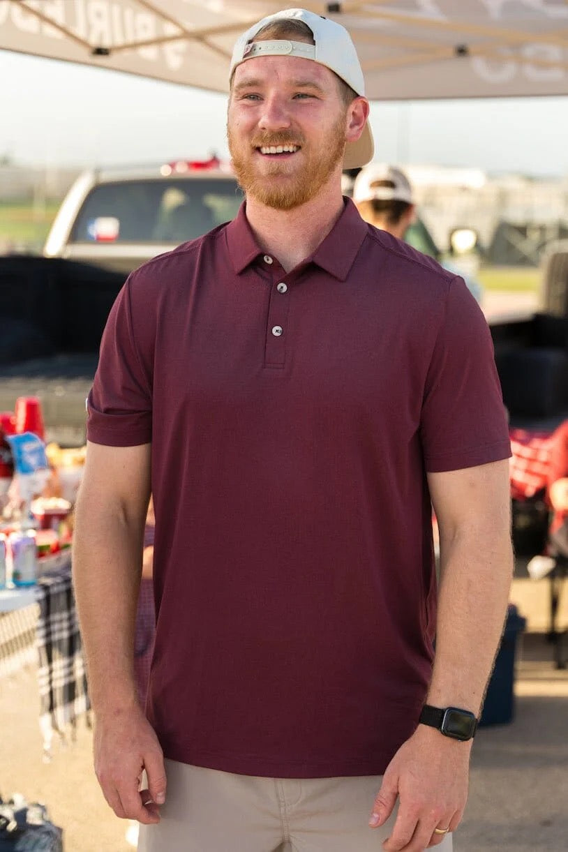 Performance Polo- Heather Maroon