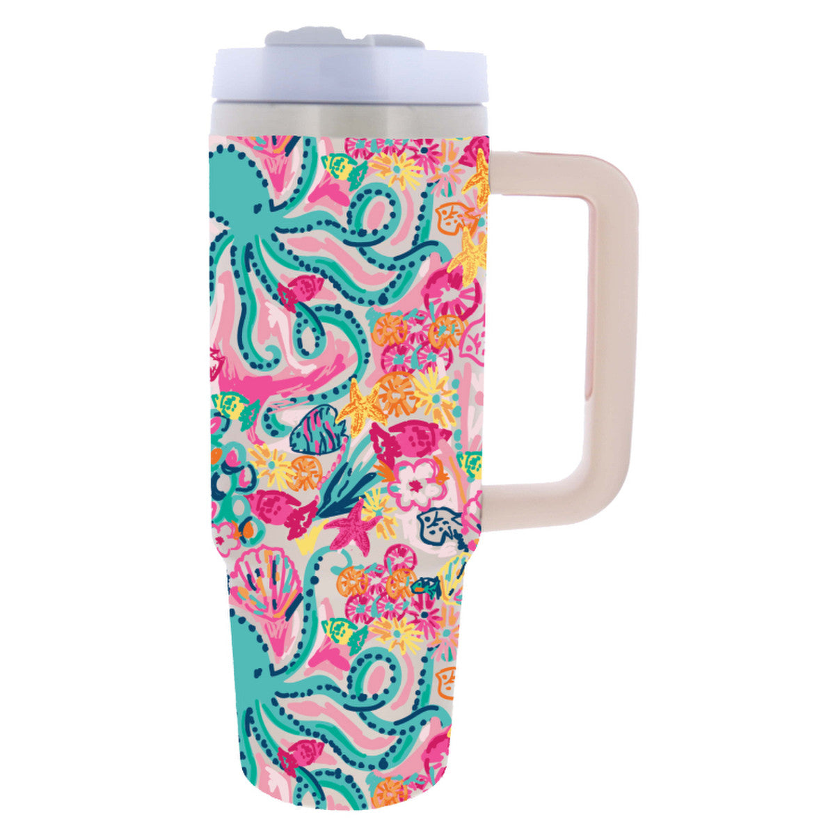 OCEAN JUNGLE 30 OZ. TUMBLER WITH STRAW AND HANDLE