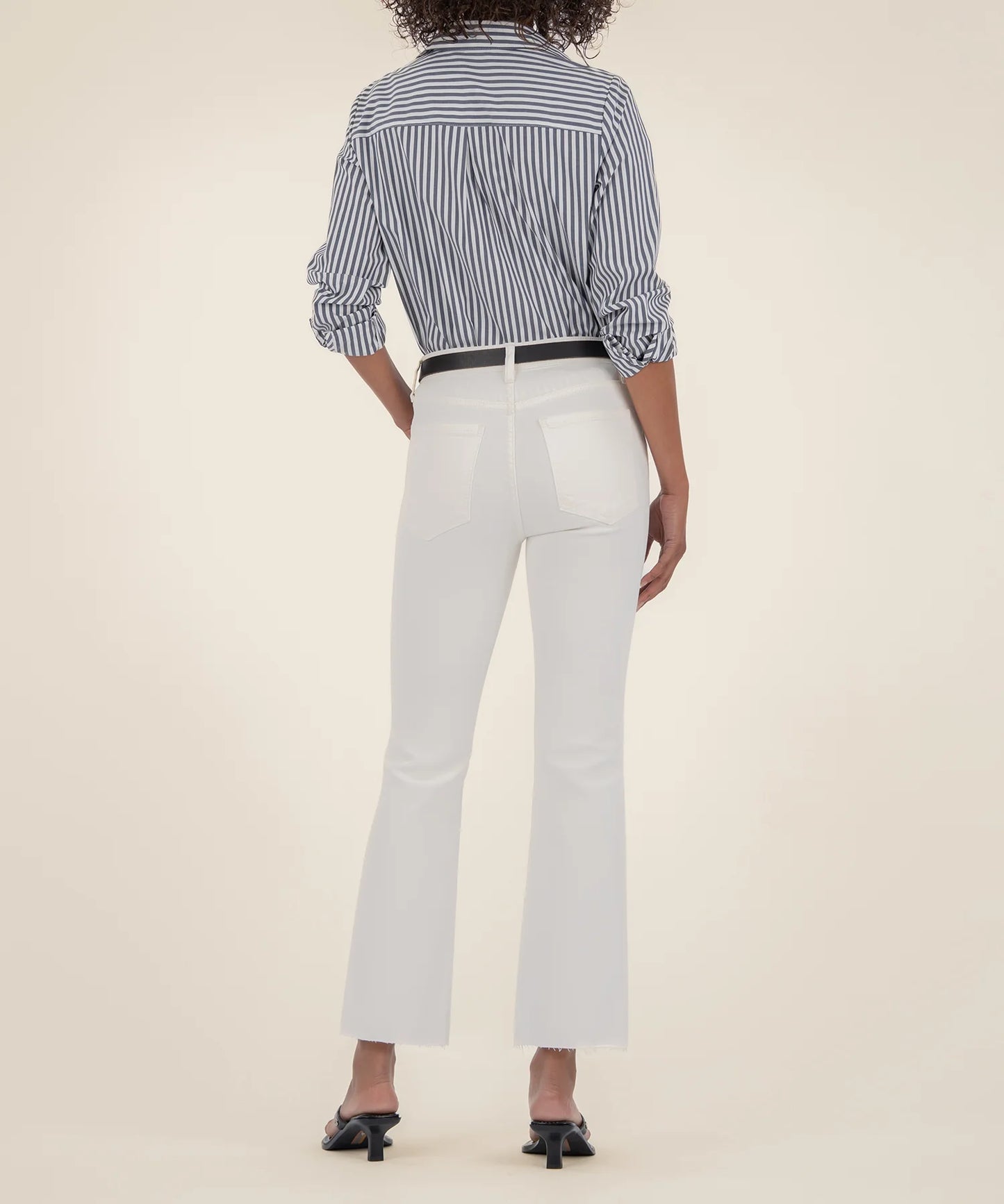 KUT Kelsey High Rise Ankle Flare in Ecru