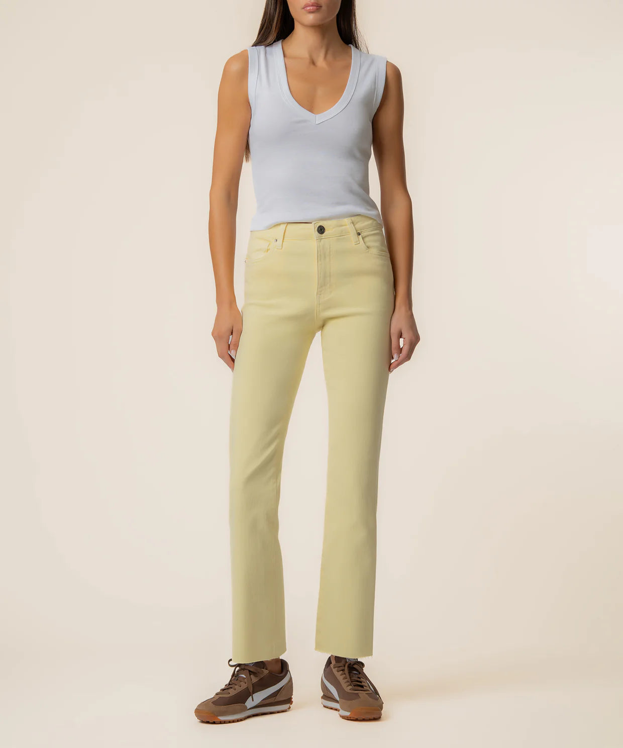 Yellow Kelsey High Rise Ankle Flare