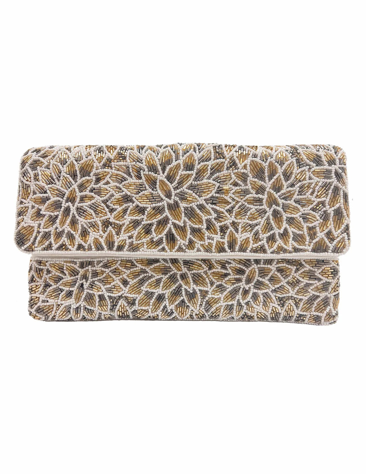 Silver and Gold Flower Clutch