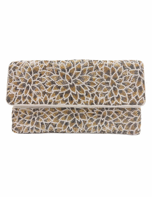 Silver and Gold Flower Clutch