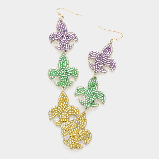 Triple Fleur dis le seed bead Earring