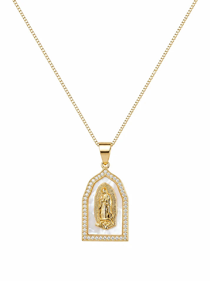 Mother of Pearl Guadalupe Necklace