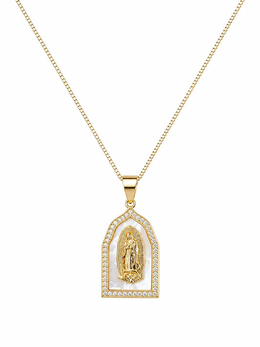 Mother of Pearl Guadalupe Necklace