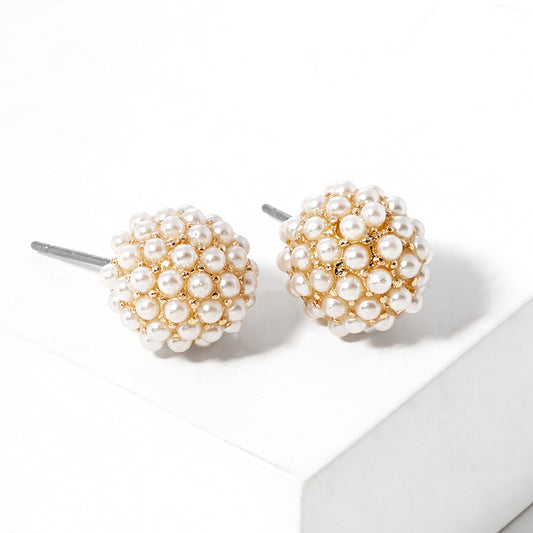Pearl Paved Stud Earrings