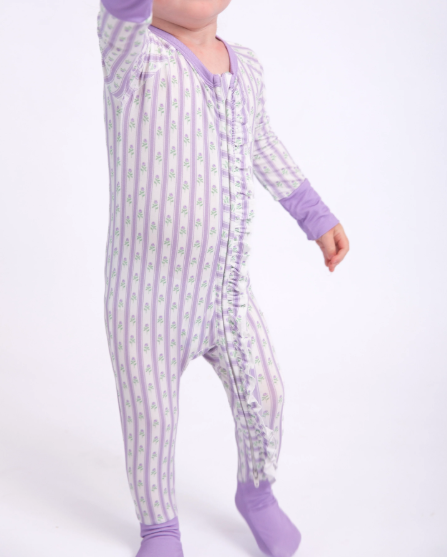 LS Zip PJ's- Lilac Ribbons