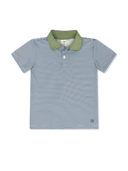 Parker Polo- Baton Rouge Blue Ministripe, Pistachio Green