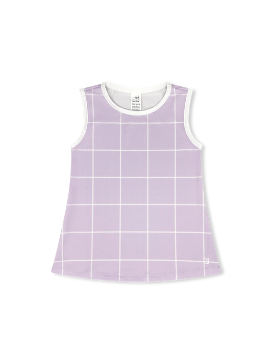 Tori Tank- Petal Purple Willington Windowpane, Pure Coconut