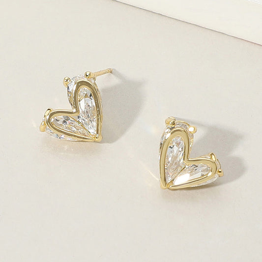 Stone Heart Stud Earrings