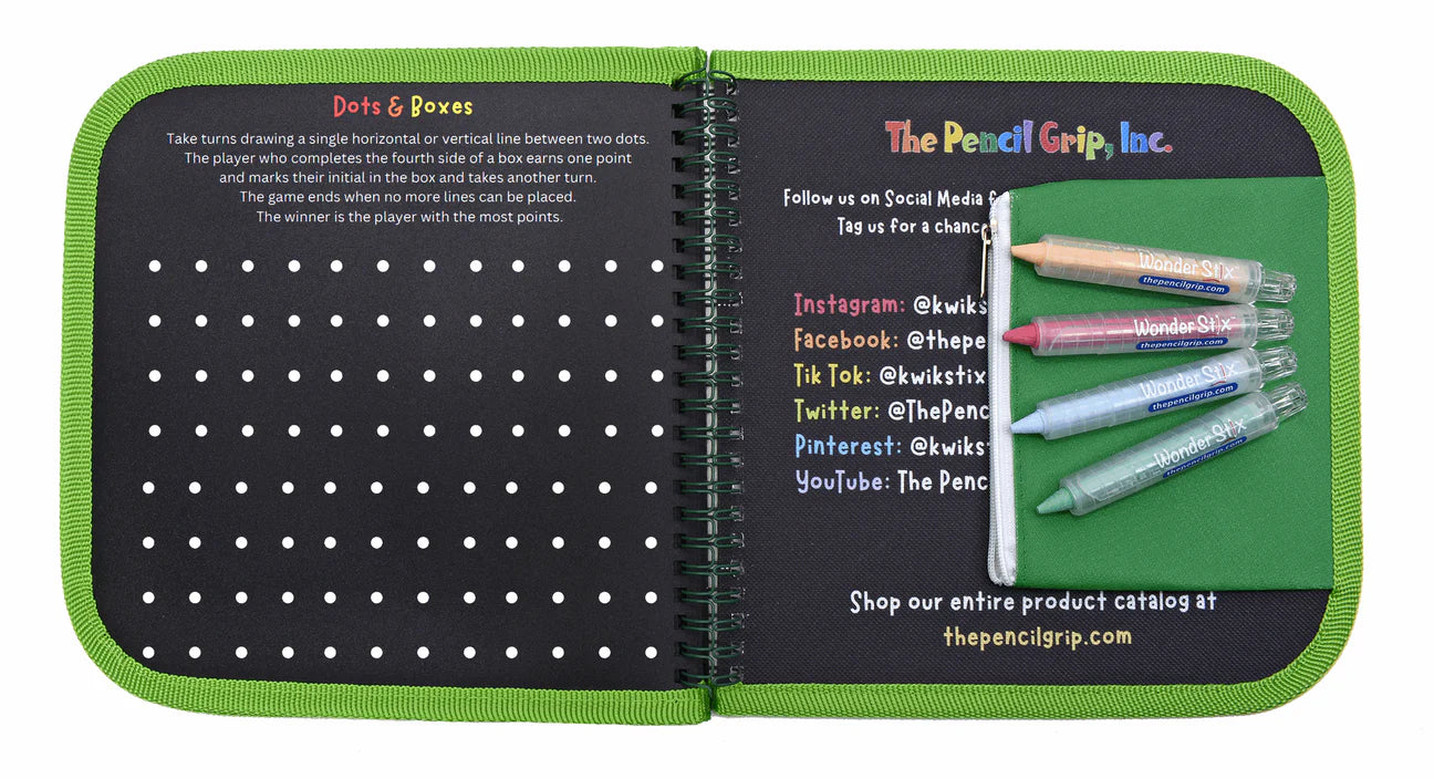 Daily Doodler Reusable Activity Book-Games on the Go, Includes 4 Wonder Stix