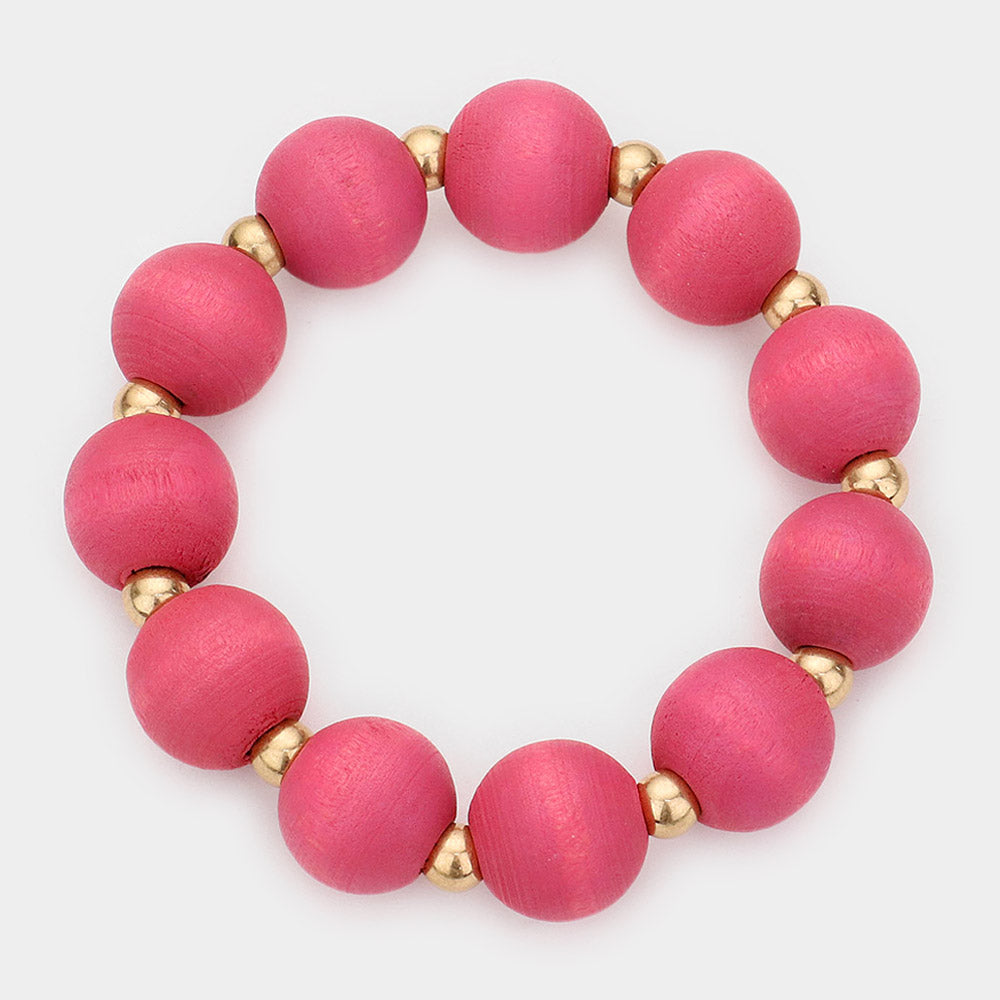 Pink Wood Stretch Bracelet