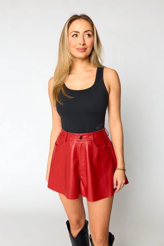 Emerson Red Leather Shorts