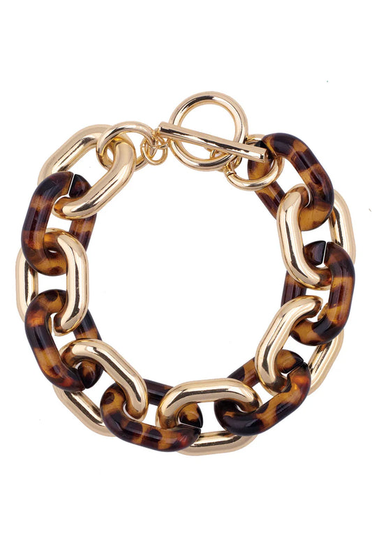 Annie Resin Linked Toggle Bracelet in Tortoise