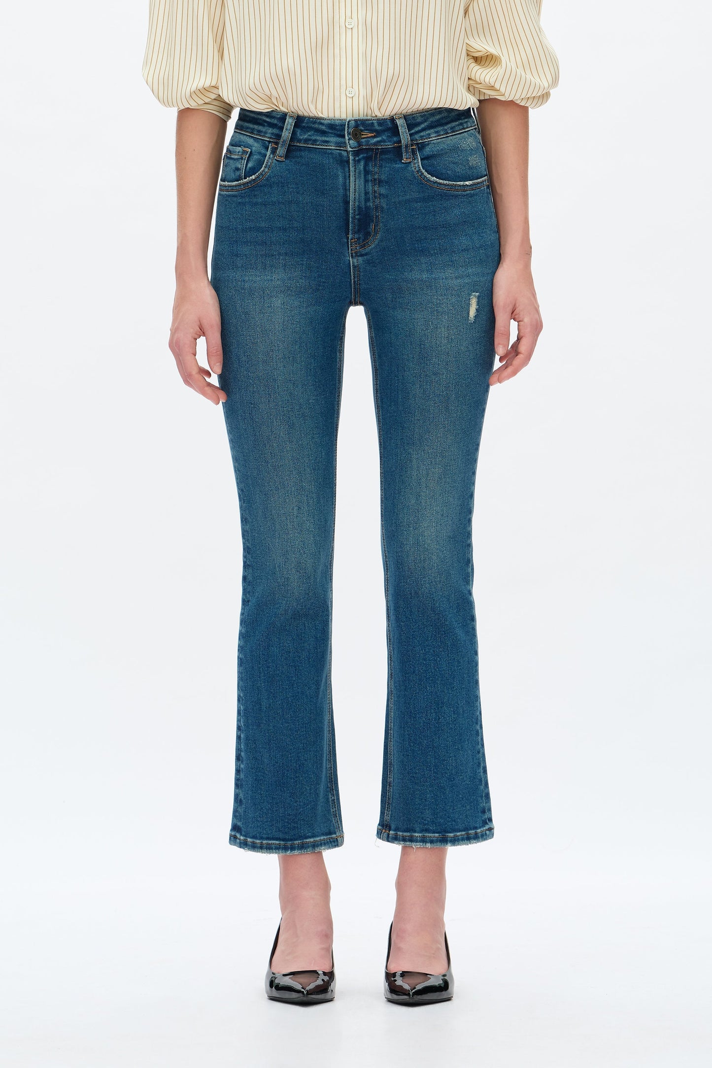 High Rise Flare Jeans- Vintage Medium Blue