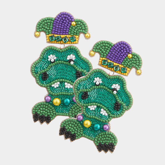 Beaded Alligator Earring