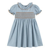 Bella Blue Smocked Ruffle Collar Dress