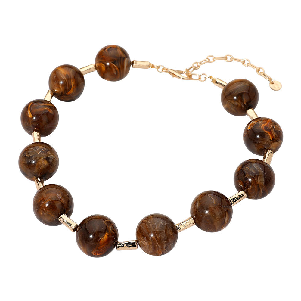 Marble Beaded Statement Necklace