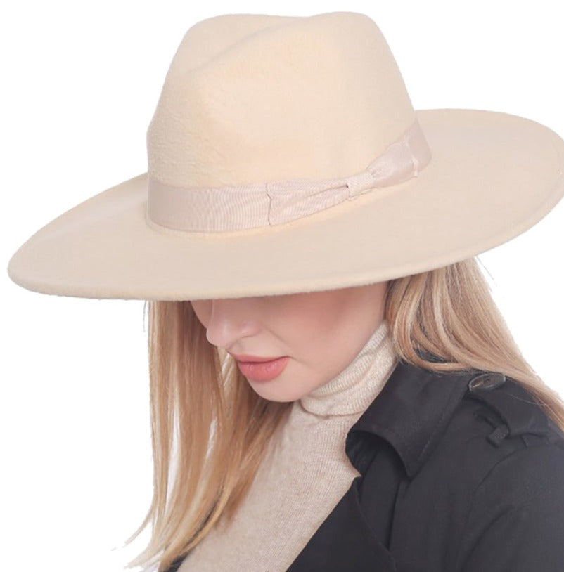 Cream Wide Brim Fedora