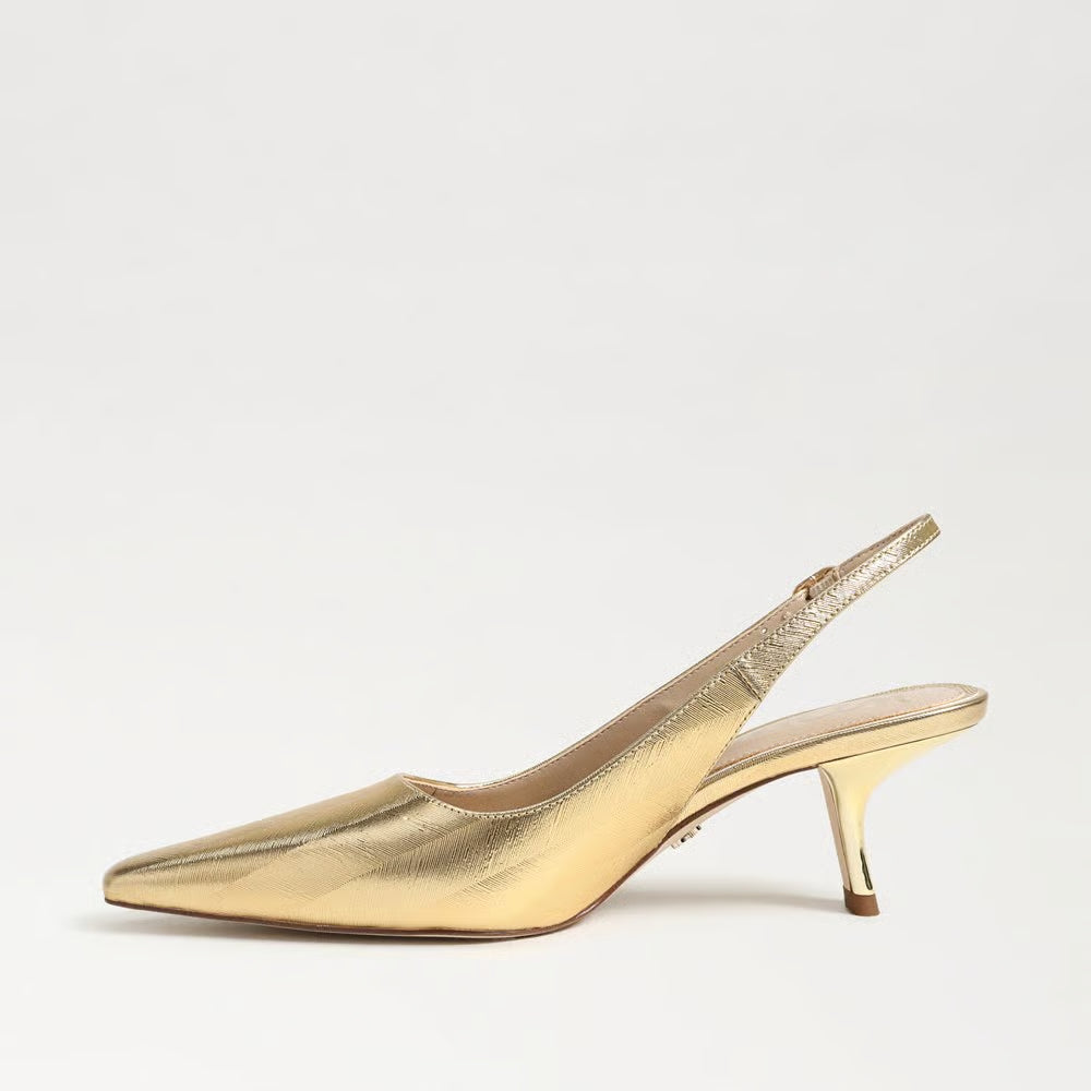 Bianka Slingback Pump, Amber Gold Striped Metalic