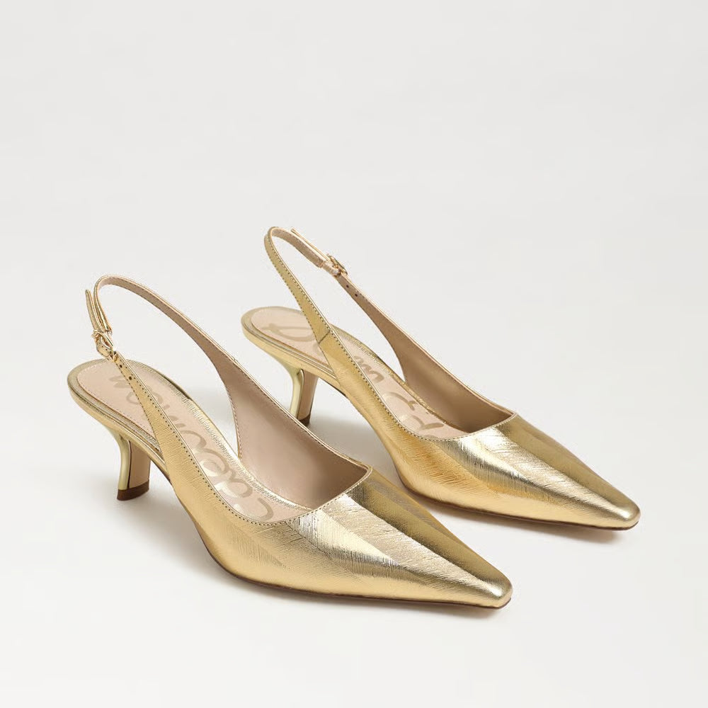 Bianka Slingback Pump, Amber Gold Striped Metalic