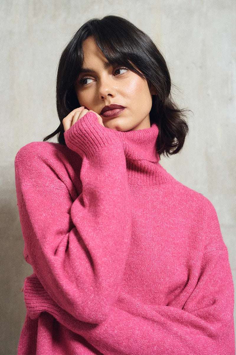 Fuchsia Turtleneck Sweater