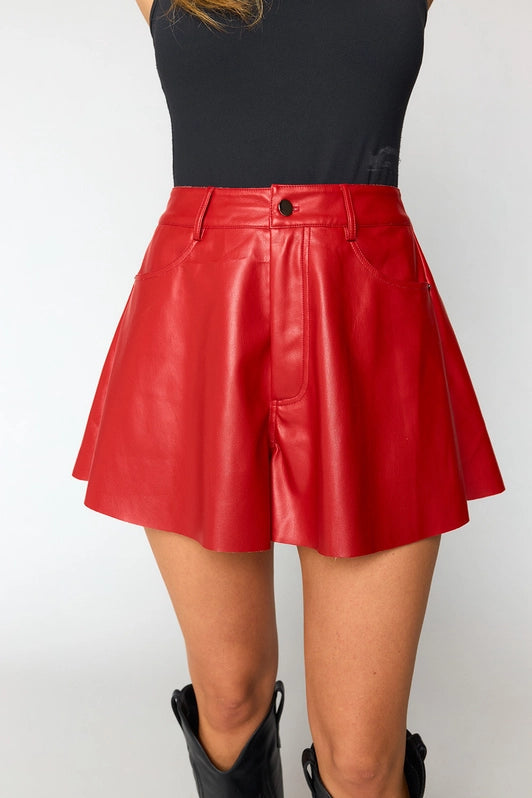 Emerson Red Leather Shorts