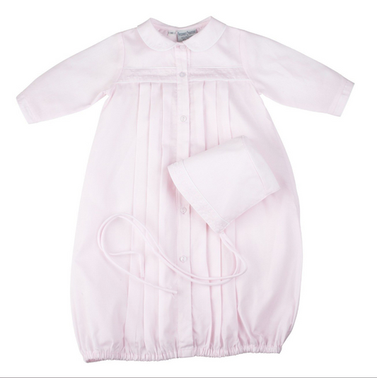 Girls Dot Embroidered Take Me Home Gown with Bonnet