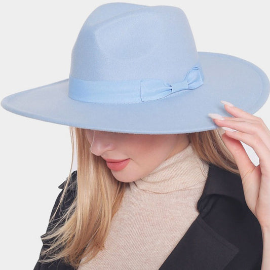 Dusty Blue Wide Brim Fedora