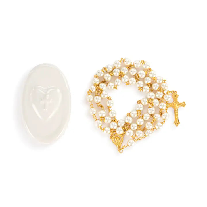 Heart & Cross Trinket Box and Rosary