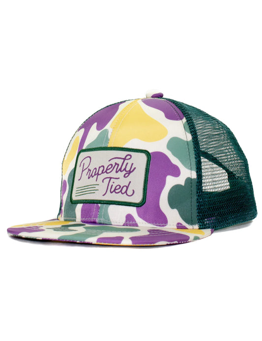 Boys Sportsman Trucker Hat- Mardi Gras Camo