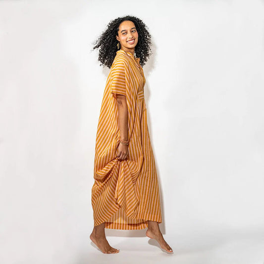 Blush Orange Margot Stripe One Size Kaftan