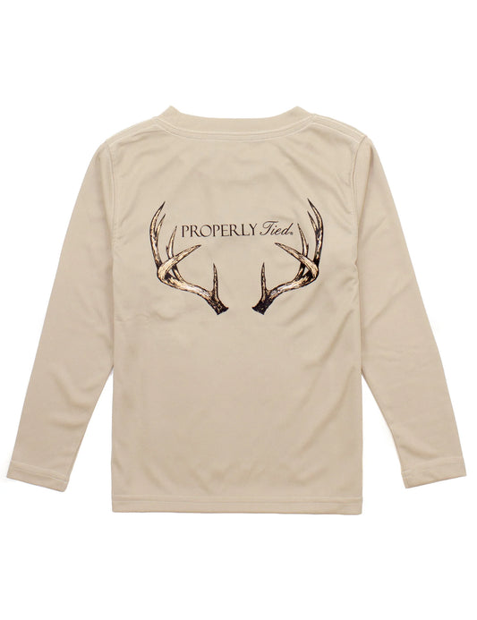 Boys Performance Tee LS Vintage Antler Sand