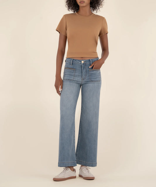 Meg High Rise Wide Leg Denim with Patch Pocket Details