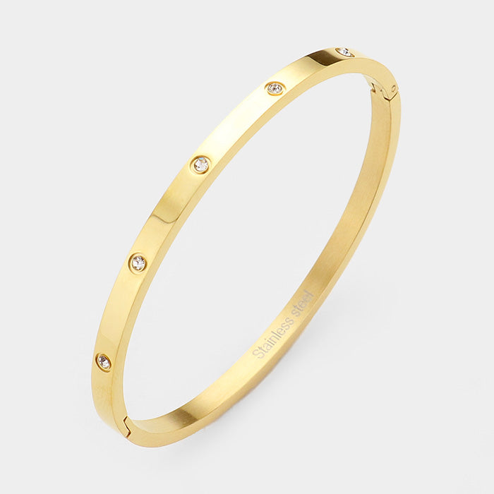 Mini Gold Stone Clasp Bracelet