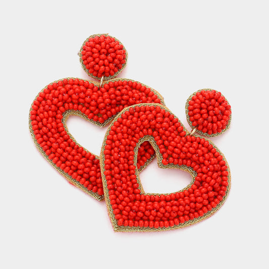 Open Heart Beaded Earrings