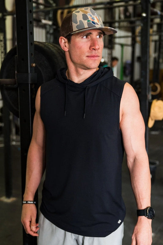 Performance Sleeveless Hoodie - Black