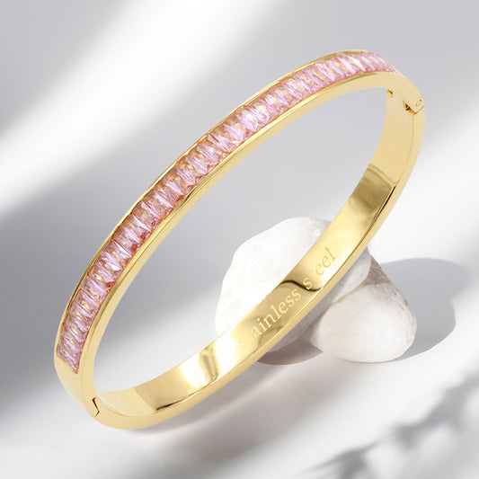 Pink Stoned Clasp Bangle