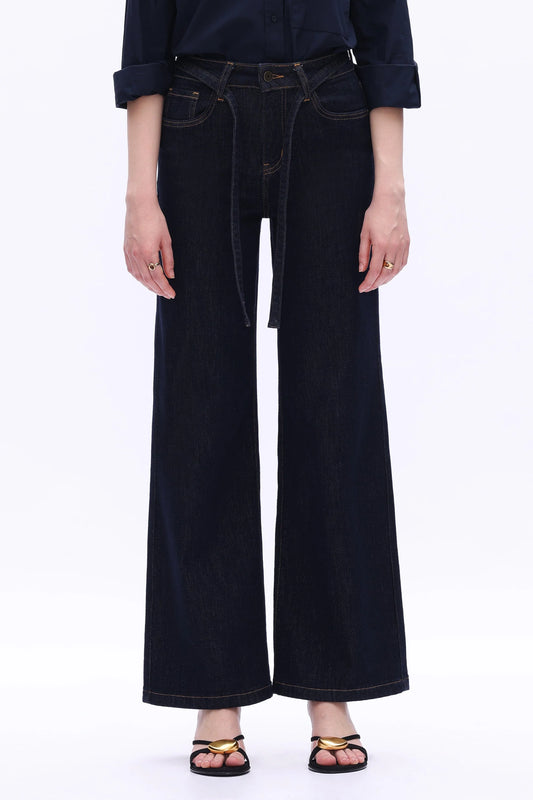 Tie Waist Wide Leg Jeans