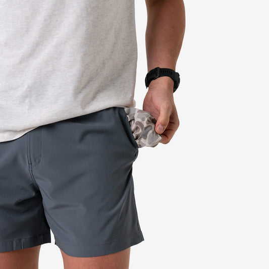 Everyday Short- River Rock Grey- Classic Deer Camo Pocket
