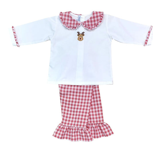 Ruby Rudolph White Embroidered Pant Set