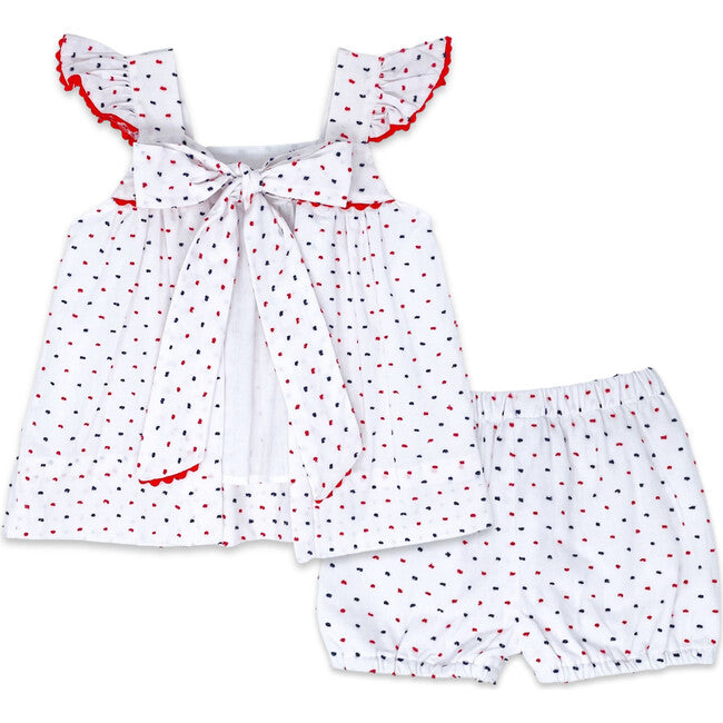 Sally Swing Set - Navy and Red Swiss Dot