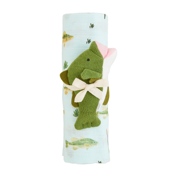 Fish Swaddle and Rattle Set