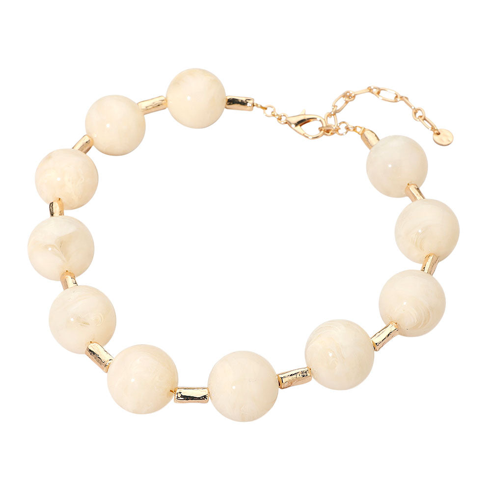 Marble Beaded Statement Necklace